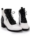 Botine Imblanite Piele Naturala Albe PCI651 5