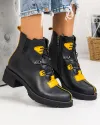 Ghete Dama Piele Naturala Negre IC145A 1