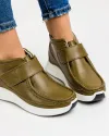 Ghete Din Piele Naturala Cu Bareta Imblanite Kaki XH-2794 3