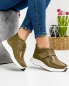 Ghete Din Piele Naturala Cu Bareta Imblanite Kaki XH-2794 2