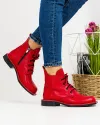 Ghete Din Piele Naturala Imblanite Rosii AK2042 2