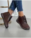Ghete Imblanite Din Piele Naturala Cafeniu Inchins XH-2798 1
