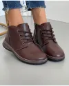 Ghete Imblanite Din Piele Naturala Cafeniu Inchins XH-2798 4