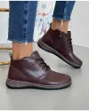 Ghete Imblanite Din Piele Naturala Cafeniu Inchins XH-2798 2