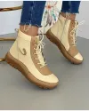 Ghete Imblanite Piele Naturala Antonia - Camel + Bej 3