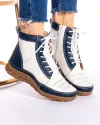Ghete Imblanite Piele Naturala Noba 2 Alb + Bleumarin 1