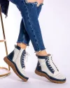 Ghete Imblanite Piele Naturala Noba 2 Alb + Bleumarin 3