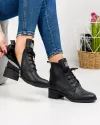 Ghete Negre Din Piele Naturala Cu Toc Imblanite AK105 3