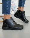Ghete Negre Din Piele Naturala Imblanite XH-2798 2