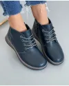 Ghete Piele Naturala Bleumarin Imblanite XH-2798 5