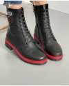 Ghete Piele Naturala Negre Cu Rosu Imblanite AK0903 3