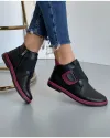 Ghete Piele Naturala Negru Cu Bordo Imblanite AK77 3