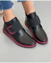 Ghete Piele Naturala Negru Cu Bordo Imblanite AK77 5