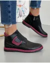 Ghete Piele Naturala Negru Cu Bordo Imblanite AK77 2