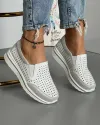 Pantofi Albi Perforati Piele Naturala XH-3009 2