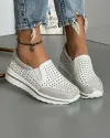 Pantofi Albi Perforati Piele Naturala XH-3009 3