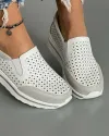 Pantofi Albi Perforati Piele Naturala XH-3009 4