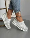 Pantofi Albi Perforati Piele Naturala XH-3009 5