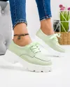 Pantofi Casual Cu Siret Verzi Piele Naturala AW383 1