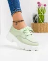 Pantofi Casual Cu Siret Verzi Piele Naturala AW383 3