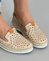 Pantofi Casual Dama Bej Cu Talpa Cusuta Piele Naturala AKF02 4
