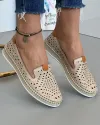Pantofi Casual Dama Bej Cu Talpa Cusuta Piele Naturala AKF02 2