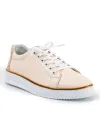 Pantofi casual dama piele naturala bej cu model floral la calcai si inchidere cu siret AKD23145 6