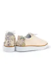 Pantofi casual dama piele naturala bej cu model floral la calcai si inchidere cu siret AKD23145 7