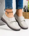 Pantofi Casual Dama Piele Naturala Cu Bareta Gri XH040 2