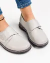 Pantofi Casual Dama Piele Naturala Cu Bareta Gri XH040 1