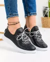 Pantofi casual dama piele naturala negri cu inchidere slip-on si perforatii AKD23039 3