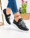 Pantofi casual dama piele naturala negri cu inchidere slip-on si perforatii AKD23039 1