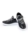 Pantofi casual dama piele naturala negri cu inchidere slip-on si perforatii AKD23039 6