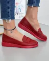 Pantofi Casual Dama Piele Naturala Perforati Rosii AK1100 3