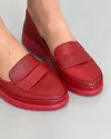 Pantofi Casual Dama Piele Naturala Perforati Rosii AK1100 5