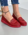 Pantofi Casual Dama Piele Naturala Perforati Rosii AK1100 1