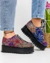 Pantofi Casual Dama Piele Naturala Print Buline Colorate IN455F 2
