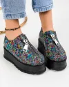 Pantofi Casual Dama Piele Naturala Print Mozaic IN455B 2