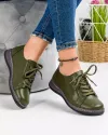 Pantofi casual dama piele naturala verde inchis cu inchidere siret si talpa joasa AP-2111 1
