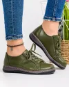 Pantofi casual dama piele naturala verde inchis cu inchidere siret si talpa joasa AP-2111 2