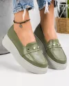 Pantofi casual dama piele naturala verzi cu talpa groasa si inchidere slip-on PC841 4