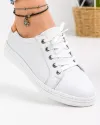 Pantofi casual de dama din piele naturala albi cu talpa joasa flexibila si varf rotund AKD002 3