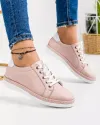 Pantofi casual de dama din piele naturala roz cu talpa joasa si varf rotund AKD002 4