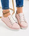Pantofi casual de dama din piele naturala roz cu talpa joasa si varf rotund AKD002 3