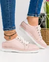 Pantofi casual de dama din piele naturala roz cu talpa joasa si varf rotund AKD002 1