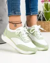 Pantofi Casual Piele Naturala Albi cu Verde Deschis Rosalia 1