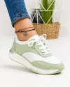 Pantofi Casual Piele Naturala Albi cu Verde Deschis Rosalia 3