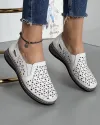 Pantofi Casual Piele Naturala Albi Perforati JY8730 1
