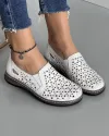 Pantofi Casual Piele Naturala Albi Perforati JY8730 2