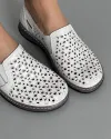 Pantofi Casual Piele Naturala Albi Perforati JY8730 3